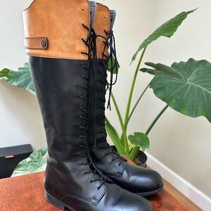 Birkenstock Black and Tan Lace Up Boots
